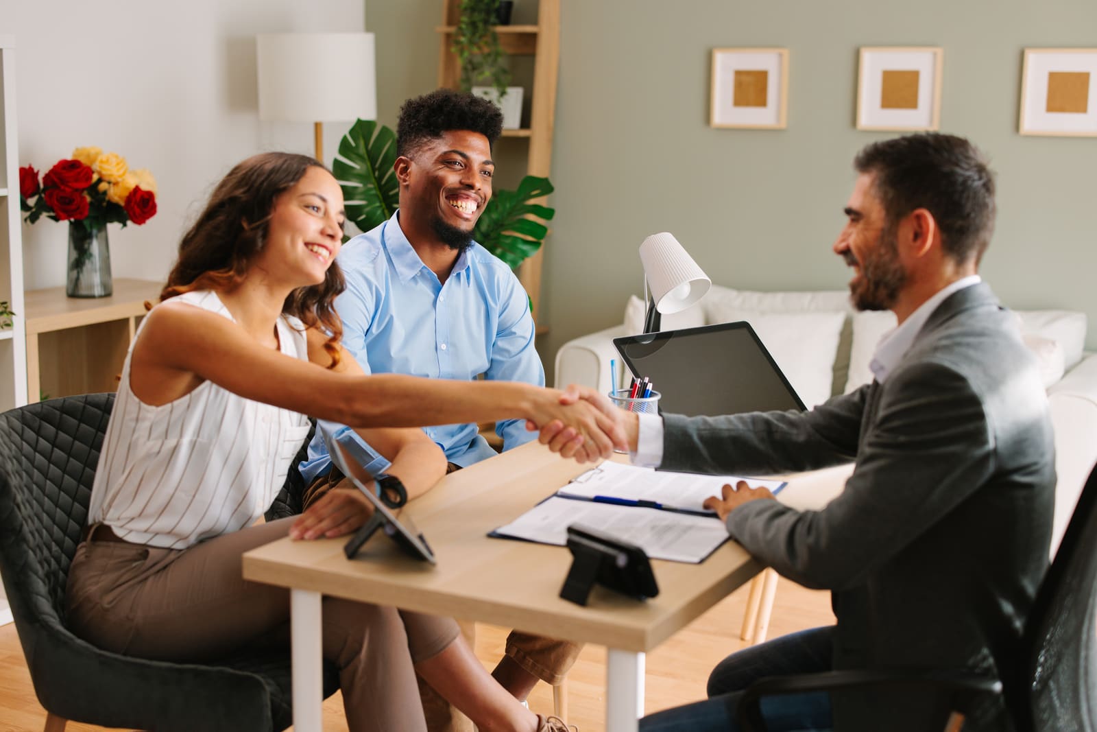 Migration team meeting with clients